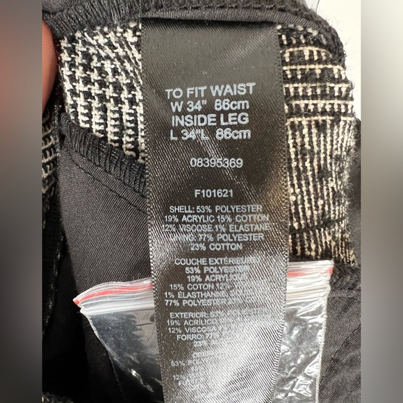 ASOS Men’s Black and White Plaid Dress Pants size 34”x 34” - Picture 7 of 8